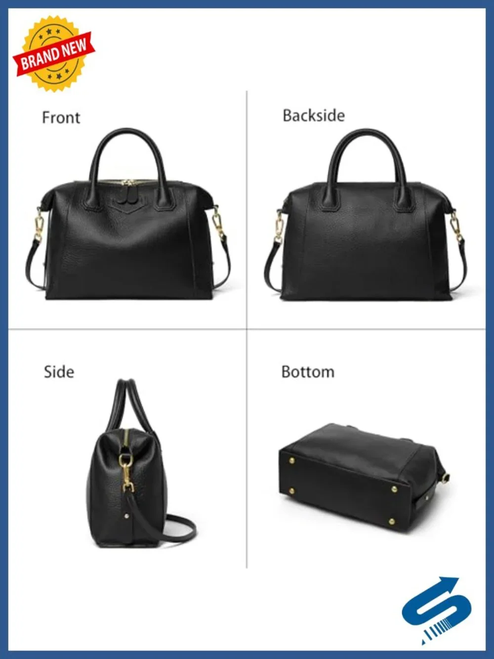 Genuine Leather Satchel Purse Top Handle Tote Bag Crossbody